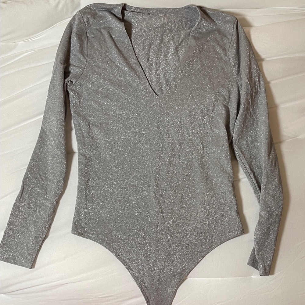 Abercrombie & Fitch Metallic Silver Crewneck Top